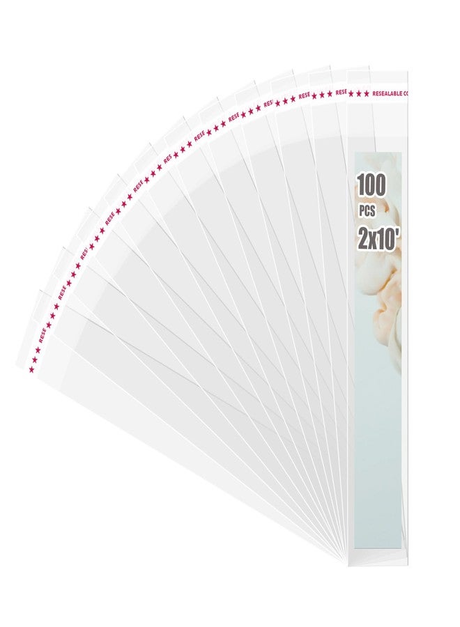 Egofine Self Sealing Cellophane Bags 100 PCS, 2x10 Inches, Thickened Pretzel Rod Bags for Chocolate, Candies, Cookies - Image 1